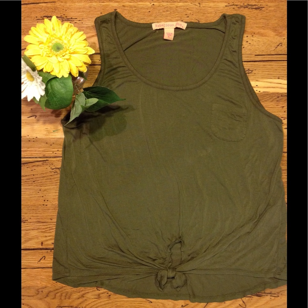 Tank top, soft material. Has knot on bottom.